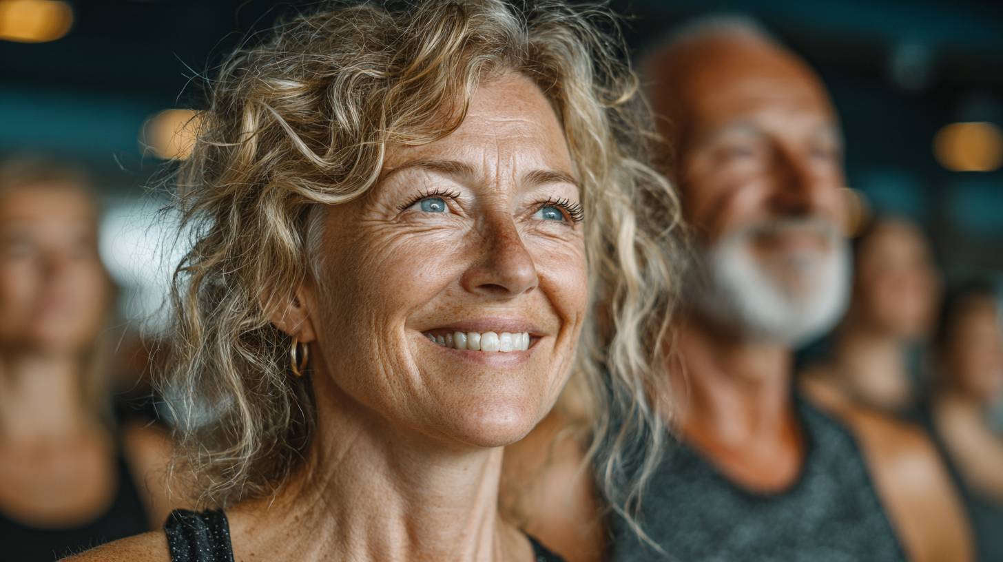 Група активних людей зрілого віку під час фітнес-тренування