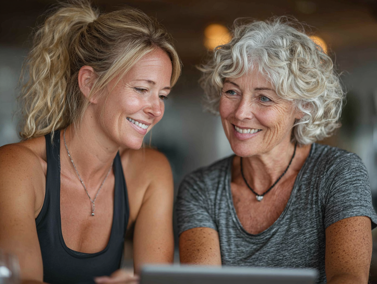 Група людей зрілого віку читає корисну інформацію про здоровий спосіб життя